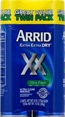 Arrid Extra Extra Fresh Ultra Clear Aerosol Antiperspirant Deodorant Twin Pack - 2-6 Fl. Oz. - Image 1