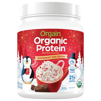 Orgain Organic Peppermint Hot Coccoa Protein Powder - 1.02 Lb - Image 1