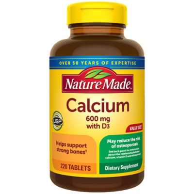 Nature Made Calcium 600 Mg With Vitamin D3 Tablets - 220 Count - Image 1