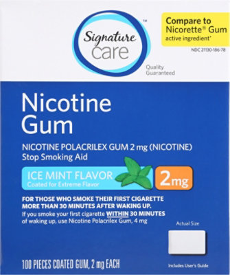 Signature Select/Care Nicotine Gum Coated Ice Mint 2mg - 100 Count - Image 2