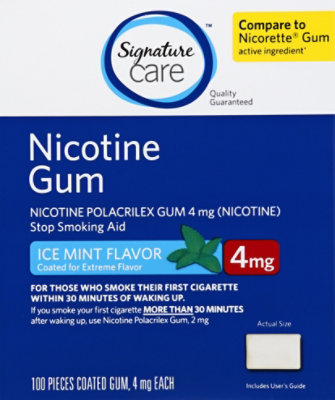 Signature Select/Care Nicotine Gum Coated Ice Mint 4mg - 100 Count - Image 1