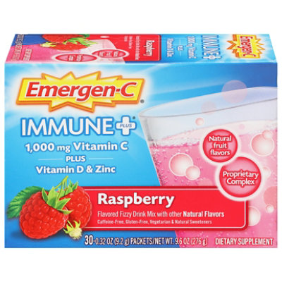 Emergen-C Immune Plus Raspberry - 30 Count - Image 1