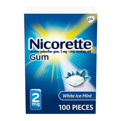 Nicorette White Ice Mint Gum 2mg - 100 Count - Image 1