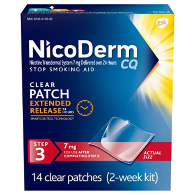 Nicoderm Cq Step 3 Clear Patch 7mg - 14 Count - Image 1