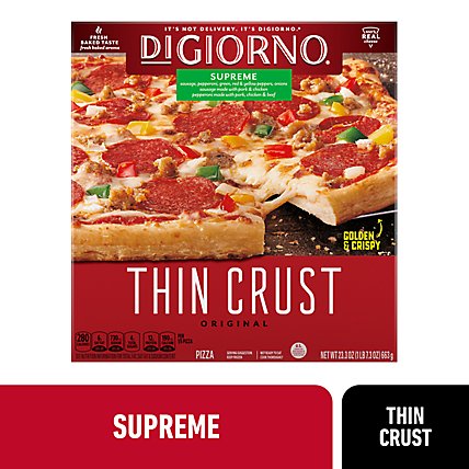 DiGiorno Classic Thin Crust Supreme Frozen Pizza 12 Inch Pack - 24.8 Oz - Image 1
