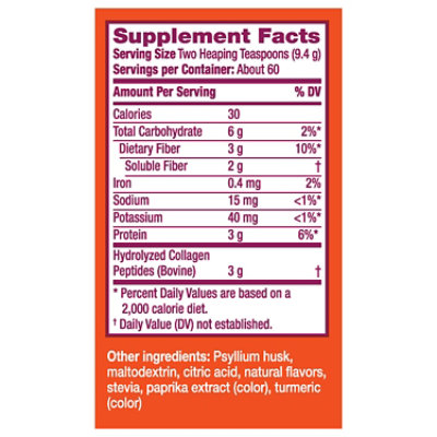 Metamucil Fiber Plus Collagen Natural Psylium Husk Powder Sugar Free With Stevia - 19.9 Oz - Image 6