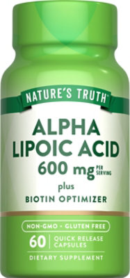 Nature's Truth Alpha Lipoic Acid 300 Mg Plus Biotin Capsules - 60 Count - Image 1