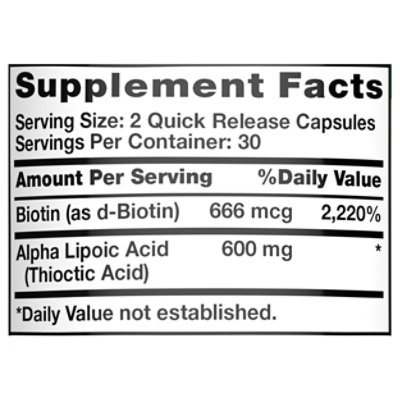 Nature's Truth Alpha Lipoic Acid 300 Mg Plus Biotin Capsules - 60 Count - Image 4