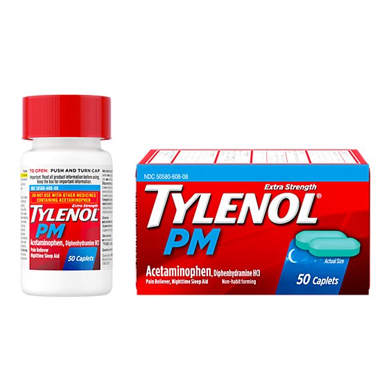 Tylenol PM Extra Strength Pain Reliever And Sleep Aid Caplets - 50 Count