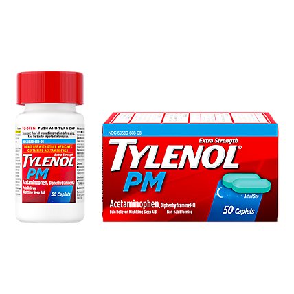 Tylenol PM Extra Strength Pain Reliever And Sleep Aid Caplets - 50 Count - Image 1