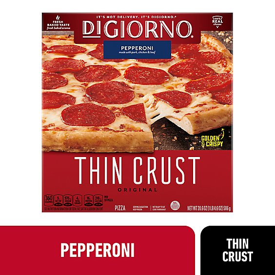 DIGIORNO 12 Inch Classic Thin Crust Pepperoni Frozen Pizza Box - 22.1 Oz