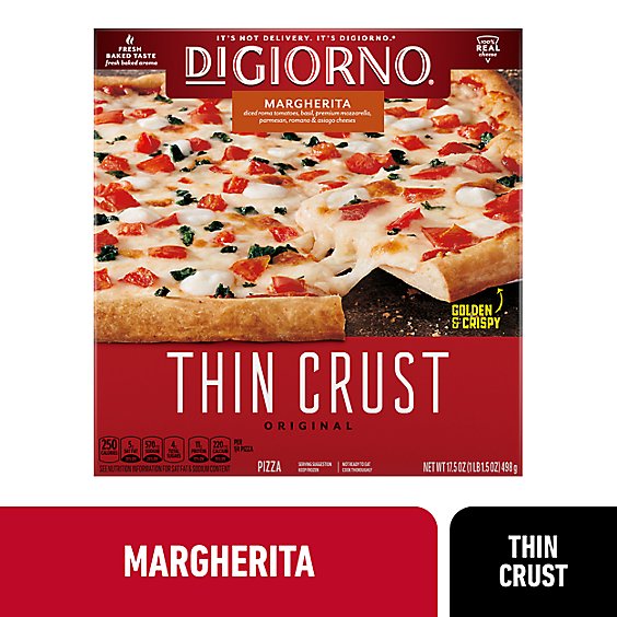 DIGIORNO Pizzeria 12 Inch Thin Hand Tossed Margherita Frozen Pizza Box - 18 Oz