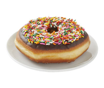 Chocolate Iced Sprinkle Donut - Each (available between 6 AM to 2 PM) - Image 1