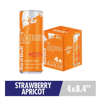 Red Bull Amber Edition Energy Drink Strawberry Apricot 80mg Caffeine - 4-8.4 Fl. Oz.