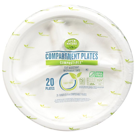 Open Nature Plates Compostable Comparment 10 In                          37250118 - 20 CT