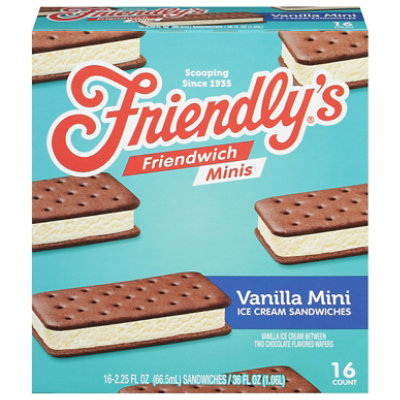 Friendly's Friendwich Vanilla Mini Frozen Dairy Dessert Sandwiches - 16 - 2.25 Fl. Oz. - Image 4