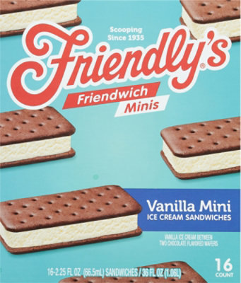 Friendly's Friendwich Vanilla Mini Frozen Dairy Dessert Sandwiches - 16 - 2.25 Fl. Oz. - Image 7
