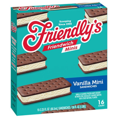 Friendly's Friendwich Vanilla Mini Frozen Dairy Dessert Sandwiches - 16 - 2.25 Fl. Oz. - Image 4