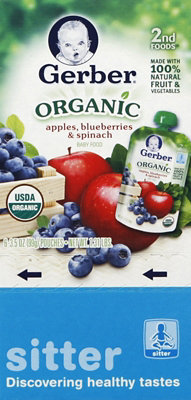 Gerber 2nd Foods Organic Apple Blueberry Spinach Baby Food Pouch - 6-3.5 Oz - Image 1