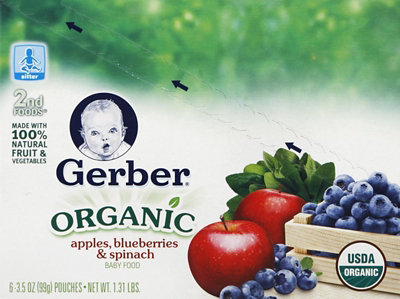 Gerber 2nd Foods Organic Apple Blueberry Spinach Baby Food Pouch - 6-3.5 Oz - Image 3