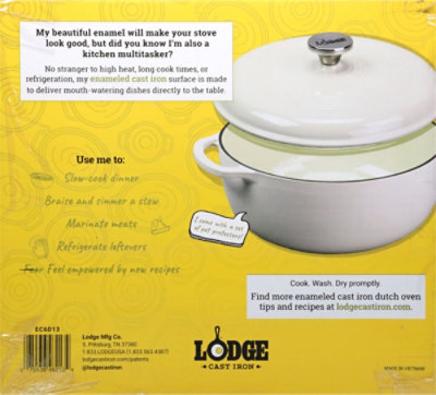 Lodge 6 Quart Oyster White Enameled Cast Iron Dutch Oven - Each - Image 4