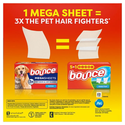 Bounce Dryer Sheets Pet Hair & Lint Guard Fresh Scent - 130 CT - Image 8