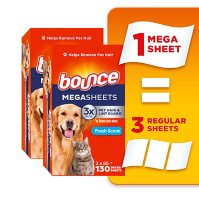 Bounce Dryer Sheets Pet Hair & Lint Guard Fresh Scent - 130 CT - Image 1