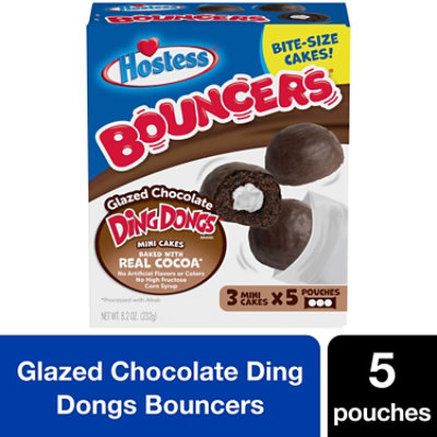 Hostess Bouncers Glazed Chocolate Ding Dongs Packable Pouches for