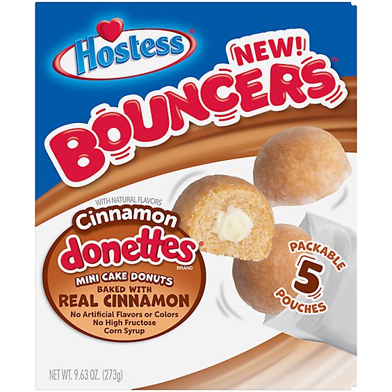 Hostess Bouncers Cinnamon Donettes Packable Pouches Perfect for Lunchboxes 5 Count - 9.63 Oz