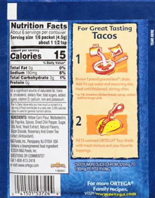 Ortega Reduced Sodium Taco Seasoning - 1 Oz - Image 6