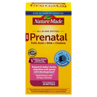 Nature Made Prenatal With Folic Acid Plus DHA Plus Choline Softgel - 60 Count - Image 3