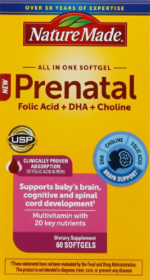 Nature Made Prenatal With Folic Acid Plus DHA Plus Choline Softgel - 60 Count - Image 2