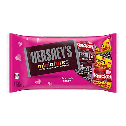 HERSHEY'S Miniatures Assorted Milk And Dark Chocolate Candy Bars Bag - 9.9 Oz - Image 1