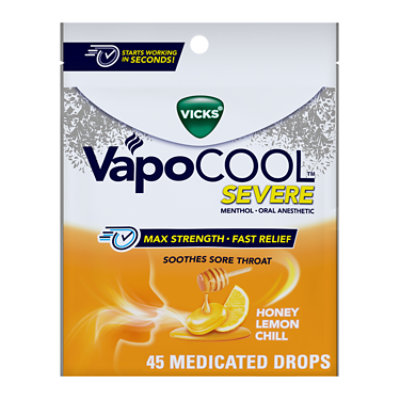 Vicks VapoCOOL Honey Lemon Medicated Drops- 45 Count - Image 1