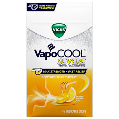 Vicks VapoCOOL Honey Lemon Medicated Drops- 45 Count - Image 1