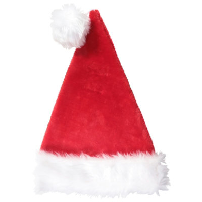 Signature SELECT 17 Inch Velvet Touch Plush Santa Hat With Soft & Silky White Cuff And White Pom Styles May Vary- Each - Image 1