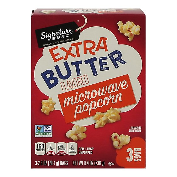 Signature Select Popcorn Microwave Extra Butter - 3-2.8 Oz