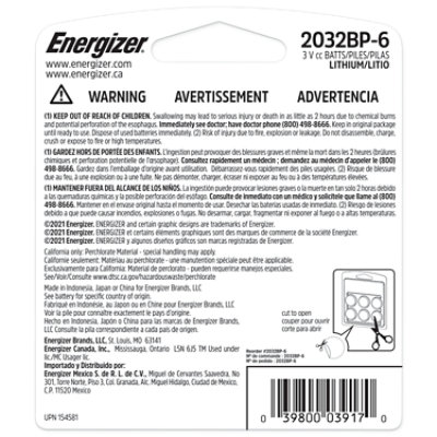 Energizer 2032 Coin Lithium Cell Battery 6ct - 6 CT - Image 2