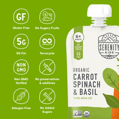 Serenity Kids Organic Carrots Spinach & Basil Pouch - 3.5 Oz - Image 5