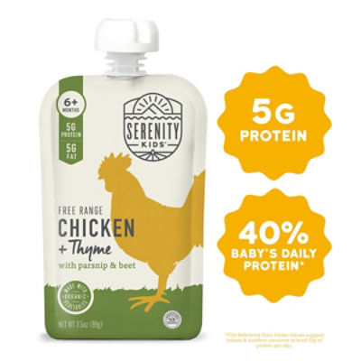 Serenity Kids Free Range Chicken and Thyme with Organic Parsnip and Beet Baby Food Pouch - 3.5 Oz - Image 1