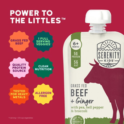 Serenity Kids Grass Fed Beef & Ginger Pouch - 3.5 OZ - Image 2