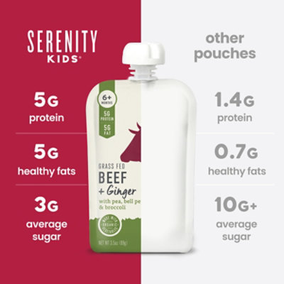 Serenity Kids Grass Fed Beef & Ginger Pouch - 3.5 OZ - Image 3