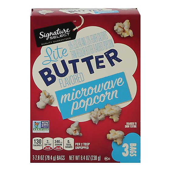 Signature Select Popcorn Microwave Lite Butter 3 Count - 2.8 Oz
