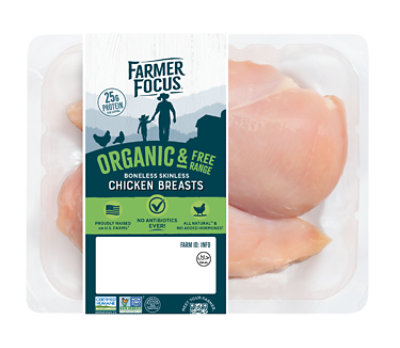 Farmer Focus Boneless Skinless Organic Chicken Breasts - 1 Lb - Image 1