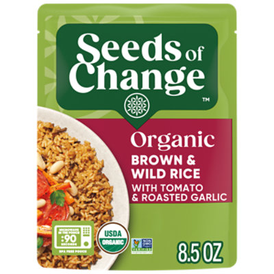 Seeds Of Change Organic Brown And Wild Rice With Tomato & Roasted Garlic Pouch - 8.5 Oz