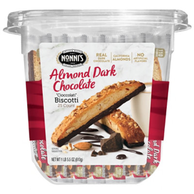 Nonni's Cs/fs Dk. Chocolate Almond Italian Cookie 25 Ct. Tub - EA - Image 1