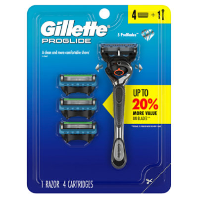 Gillette ProGlide Mens Razor Handle With 4 Blade Refills - Each - Image 2