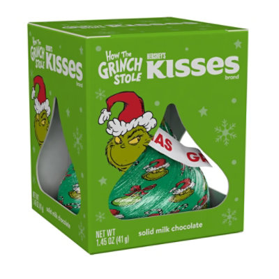 HERSHEY'S KISSES Grinch Solid Milk Chocolate Christmas Candy Gift Box - 1.45 Oz - Image 1