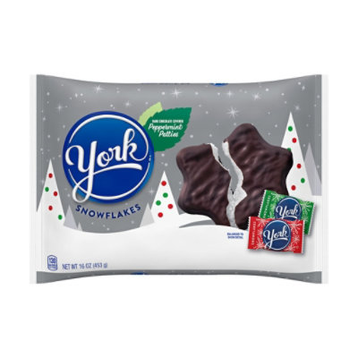 York Dark Chocolate Peppermint Patties Snowflakes Candy Bag - 16 Oz - Image 1