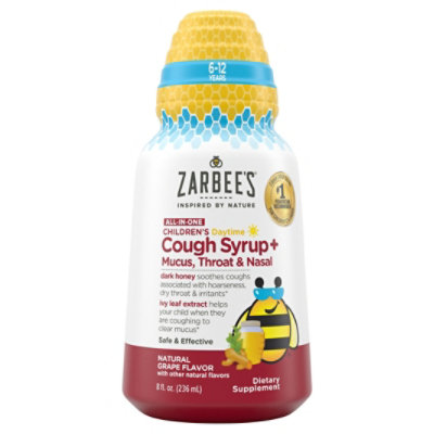 Zarbee's Kids All In One Daytime Cough Age 6 To 12 Honey Turmeric B3612 And Zinc Grape - 8 Fl. Oz. - Image 3